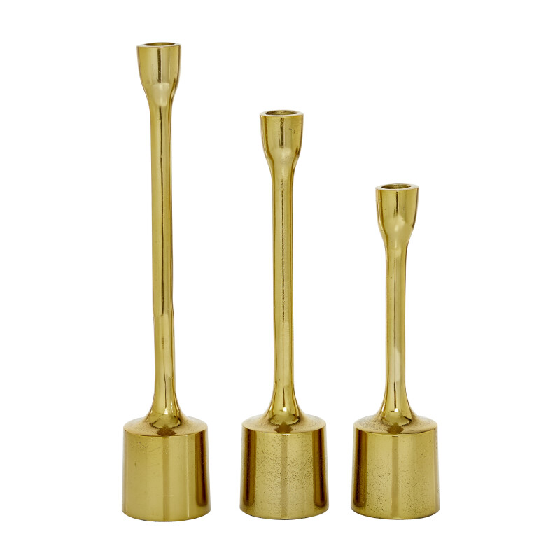 605265 Gold Cosmoliving By Cosmopolitan Set Of 3 Gold Candle Holder 5