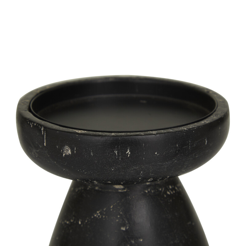 605316 Black Black Wood Traditional Candle Holder Set Of 3 6 5 4 H 9
