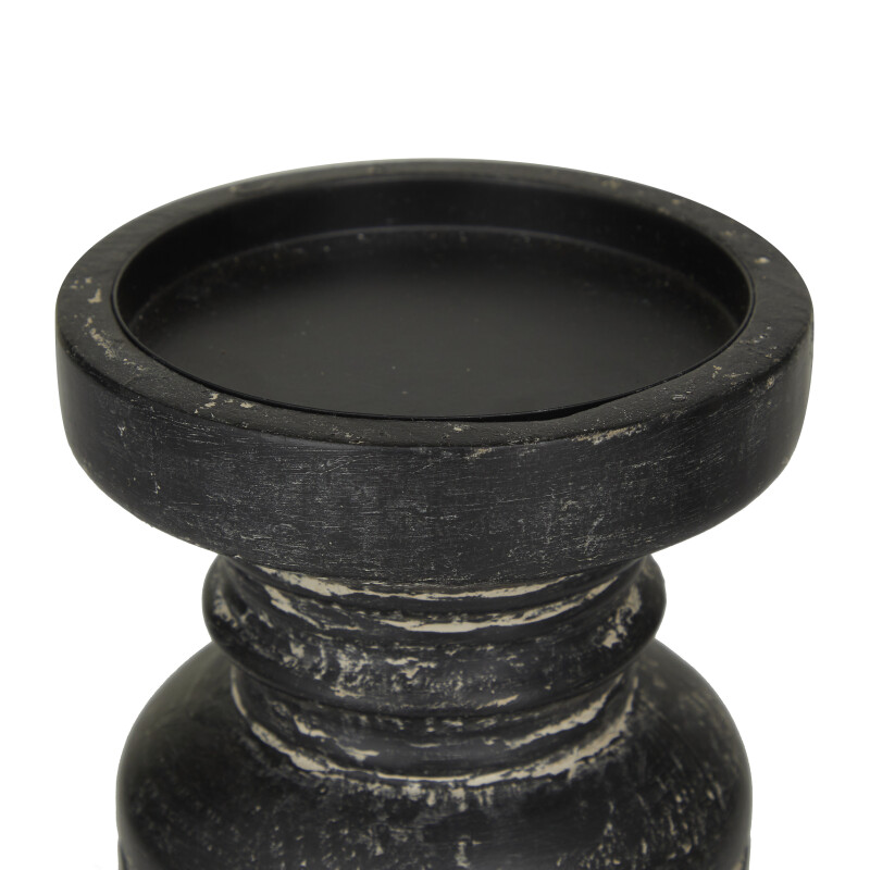 605317 Black Black Wood Traditional Candle Holder Set Of 3 9 7 6 H 9
