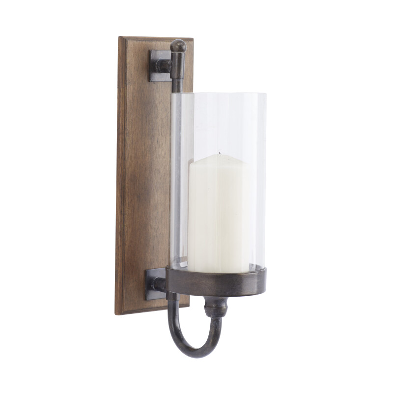 605331 Brown Wood Farmhouse Wall Sconce, 16" x 5"