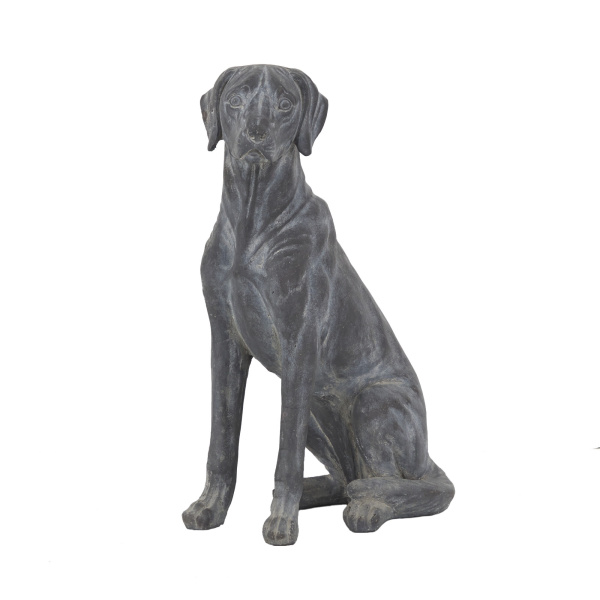 605359 Black MGO Modern Farmhouse Garden Dog Sculpture, 25" x 10" x 17"