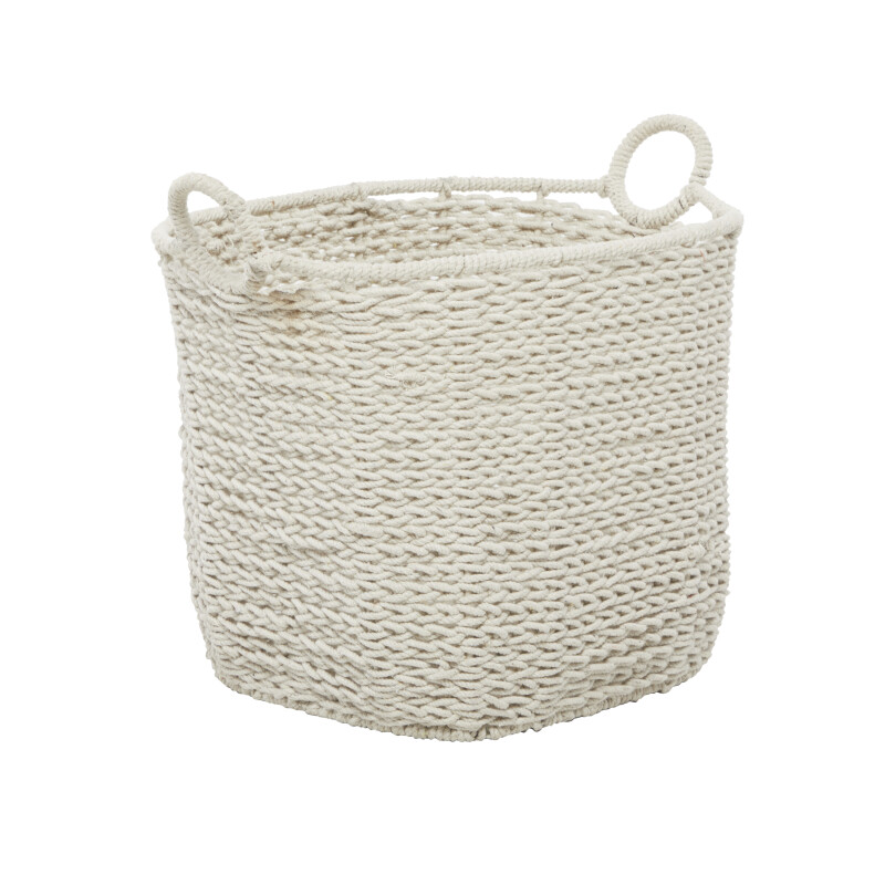 Grey Polyester Bohemian Storage Basket (Set of 2)