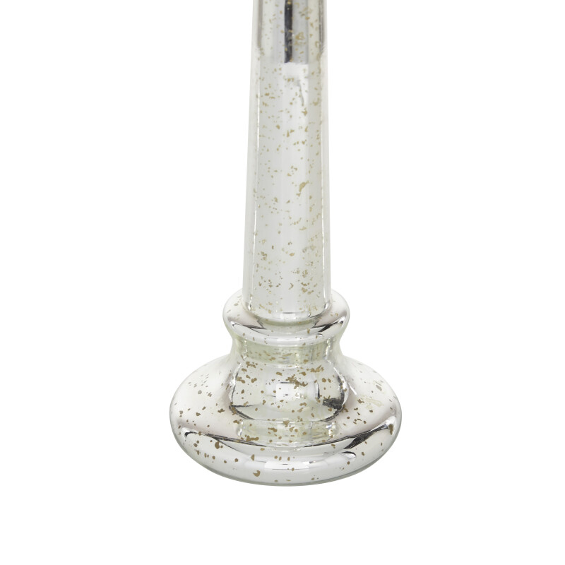 605409 Set Of 3 Silver Glass Vintage Candle Holder 4