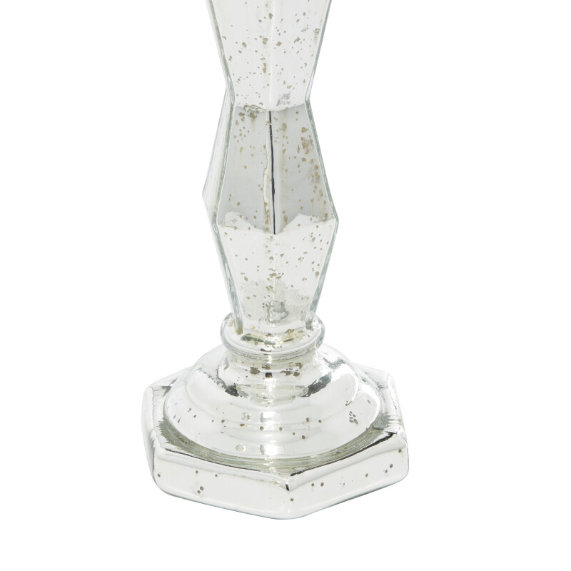 605417 Set Of 2 Silver Glass Glam Candle Holder 4