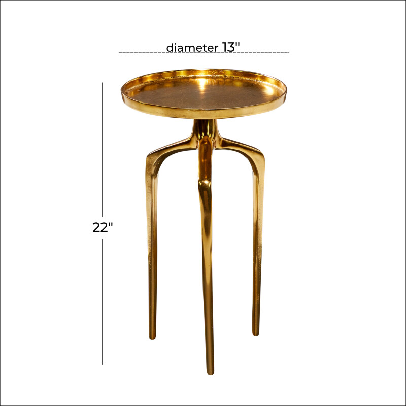 605472 Gold Aluminum Contemporary Accent Table 2
