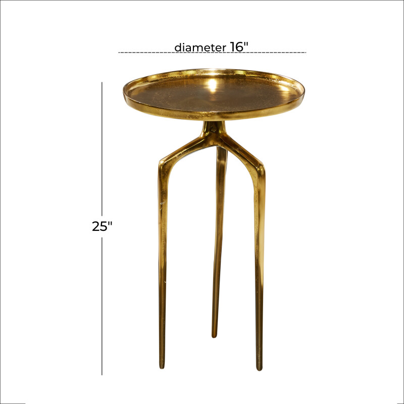 605473 Gold Aluminum Contemporary Accent Table 2