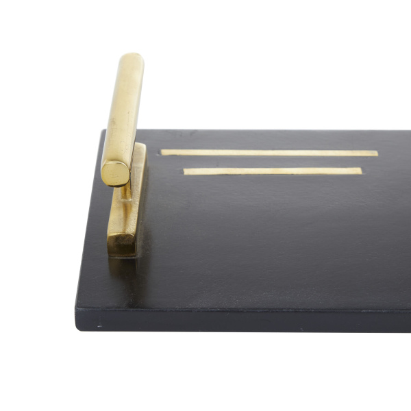 605487 Gold Set Of 2 Black Marble Contemporary Tray 4