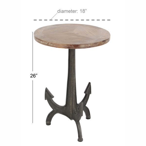 605510 Black Metal And Wood Coastal Accent Table 1