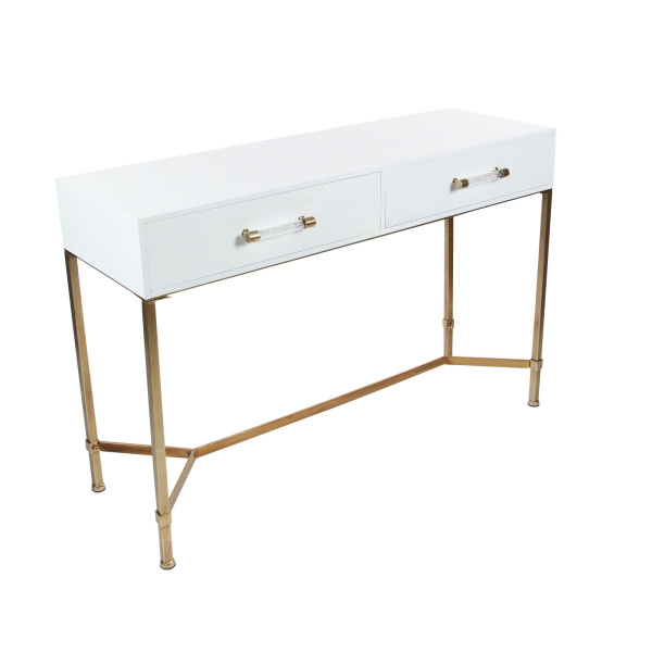 White Glam Metal Console Table, 31" x 47"