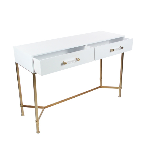 605513 Gold White Glam Metal Console Table 4