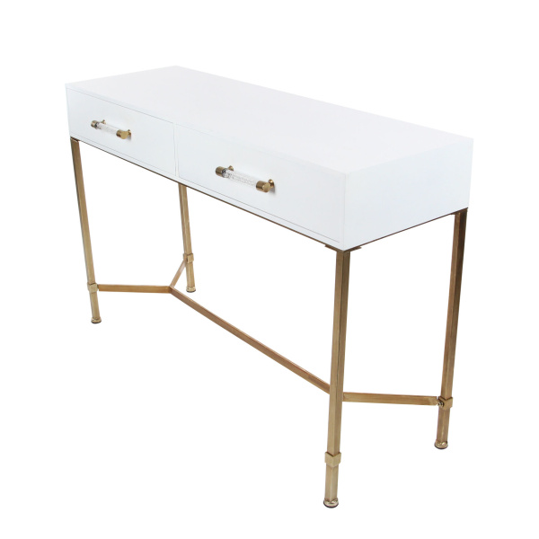 605513 Gold White Glam Metal Console Table 5