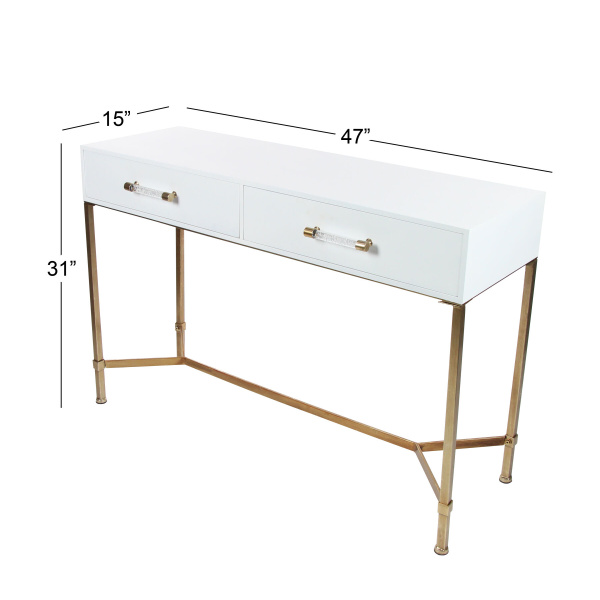 605513 Gold White Glam Metal Console Table 6
