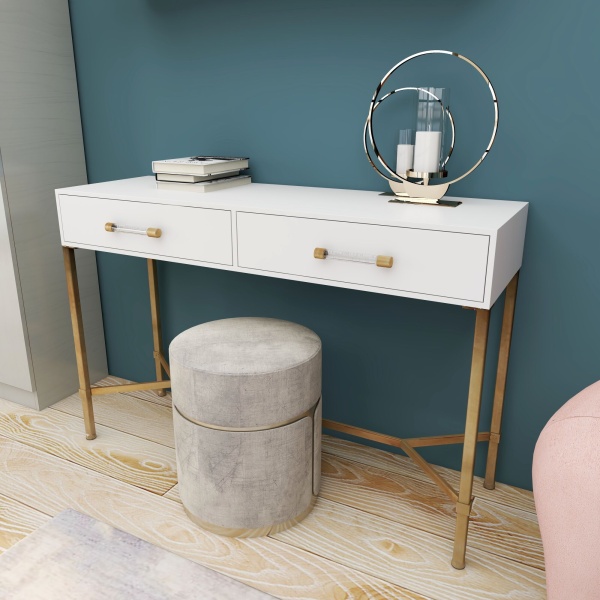 605513 Gold White Glam Metal Console Table 7