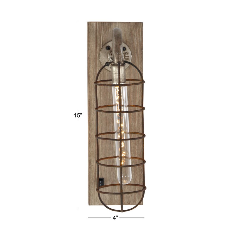 605520 Brown Metal Industrial Led Wall Sconce 2