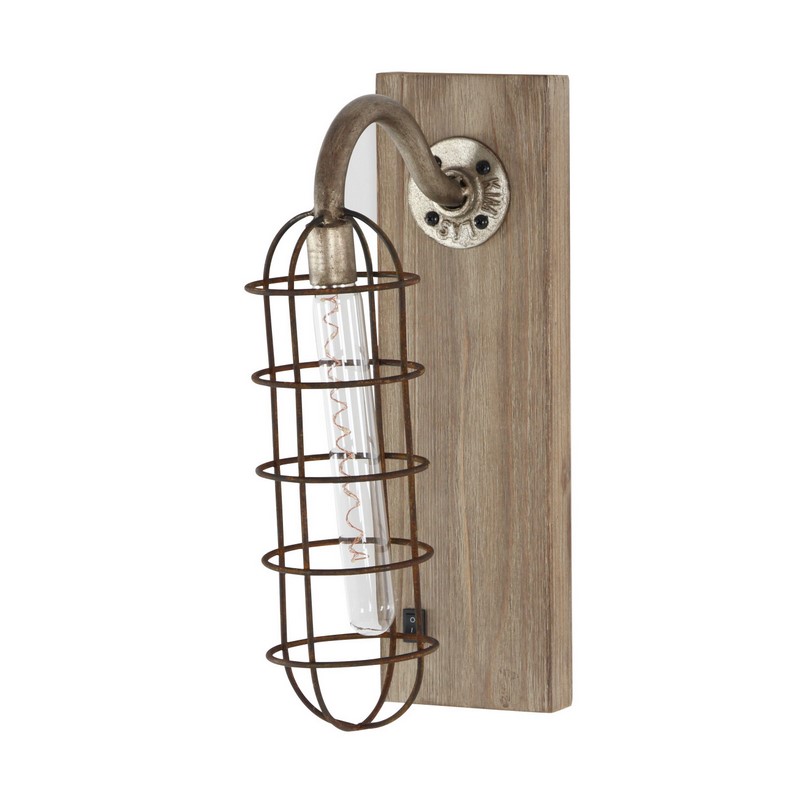 605520 Brown Metal Industrial Led Wall Sconce 7