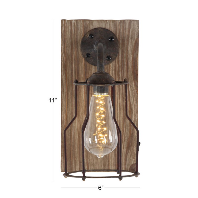 605522 Brown Metal Industrial Led Wall Sconce 2
