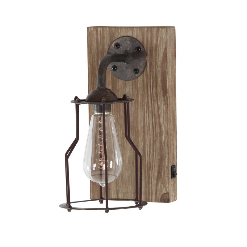 605522 Brown Metal Industrial Led Wall Sconce 7