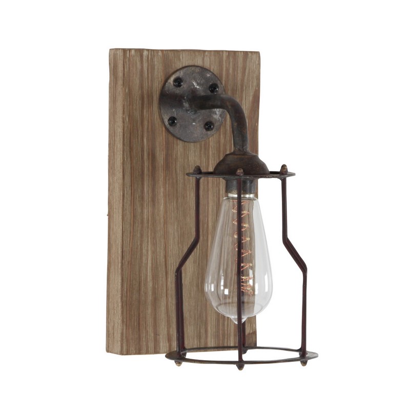 605522 Brown Metal Industrial Led Wall Sconce  8