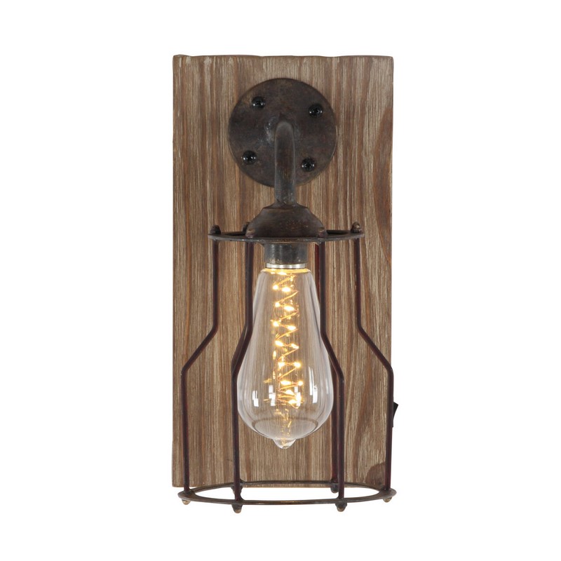 Brown Metal Industrial LED Wall Sconce, 11" x 6" x 8"