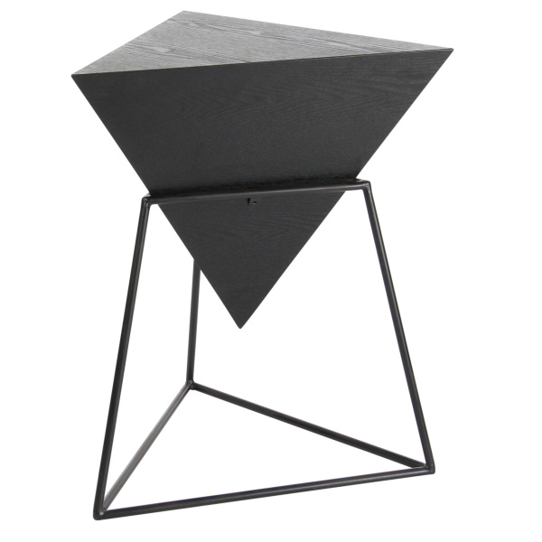 605620 Grey Metal and Wood Modern Accent Table, 24" x 20" x 17"