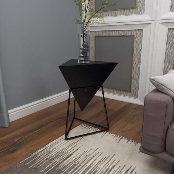 605620 Grey Metal and Wood Modern Accent Table, 24" x 20" x 17"