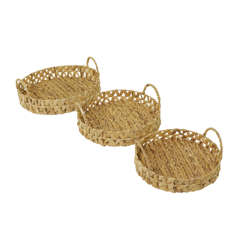 605650 Brown Brown Seagrass Coastal Tray Set Of 3 19 16 14 W 3