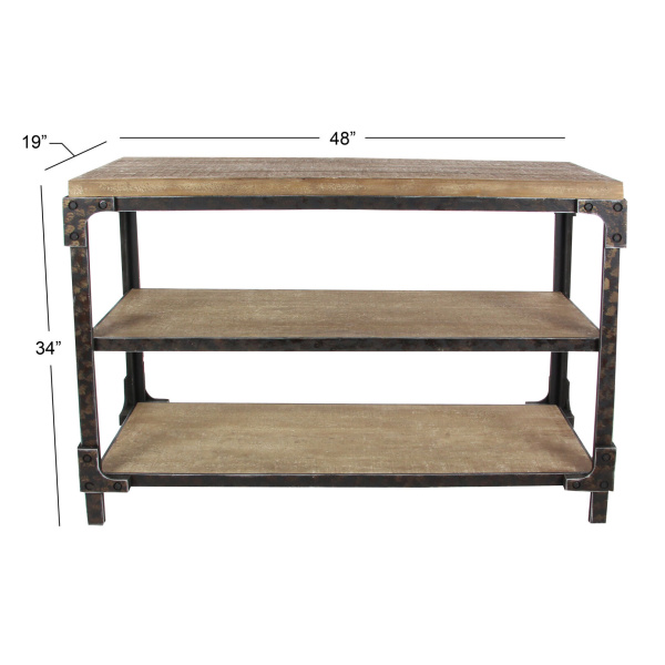 605666 Brown Industrial Wood Console Table 1