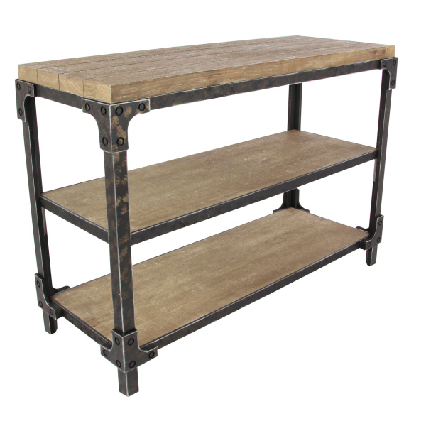 605666 Brown Industrial Wood Console Table 2