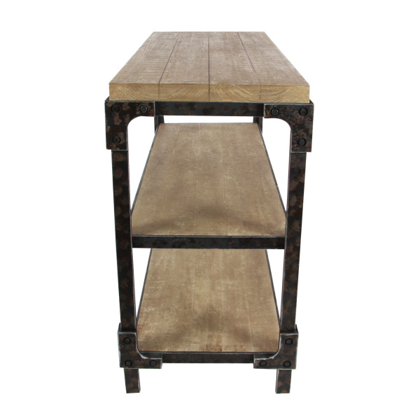 605666 Brown Industrial Wood Console Table 3