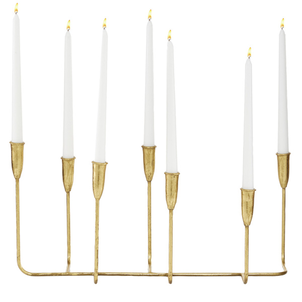 605700 CosmoLiving by Cosmopolitan Gold Metal Contemporary Candlestick Holders, 10" x 21" x 7"