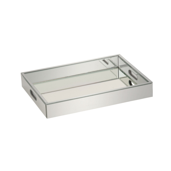 605735 Silver Wood Glam Tray, 3 " x 18 " x 14 "