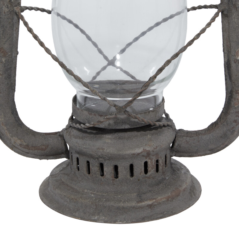 605846 Bronze Set Of 2 Grey Metal Rustic Lantern 8