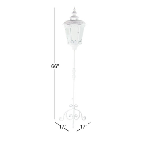 605847 White Metal Vintage Candle Holder Lantern 2