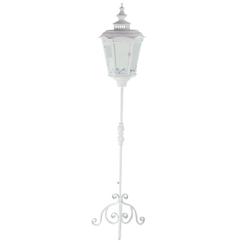 605847 White Metal Vintage Candle Holder Lantern, 66" x 17" x 17"