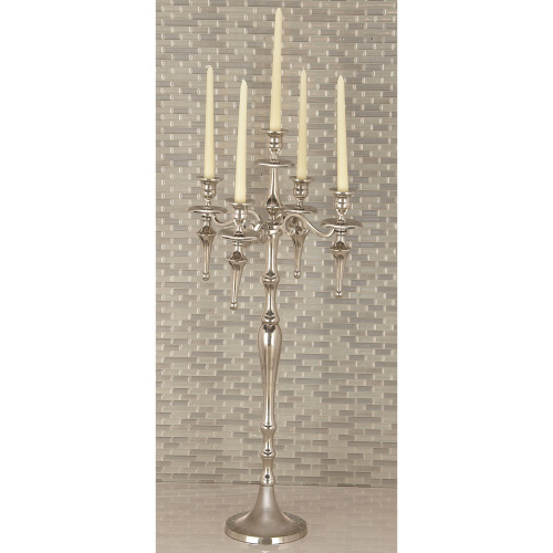 605879 Silver Aluminum Traditional Candlestick Holders 1