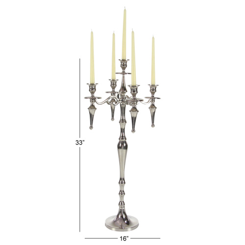 605879 Silver Aluminum Traditional Candlestick Holders 2