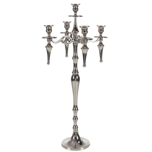 605879 Silver Aluminum Traditional Candlestick Holders, 33" x 16" x 16"