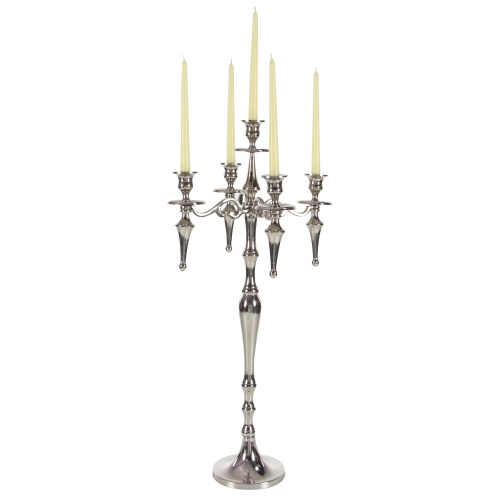 Silver Aluminum Traditional Candlestick Holders, 33" x 16" x 16"