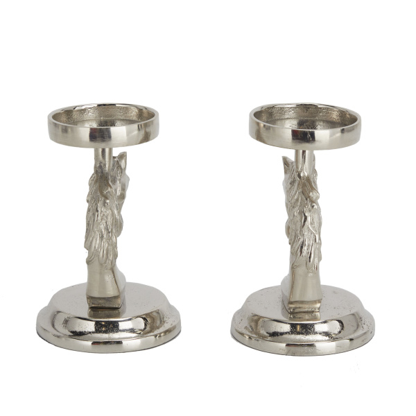 605998 Set Of 2 Silver Aluminum Contemporary Candle Holder 2