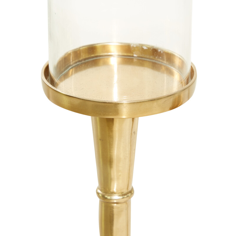 606016 Set Of 2 Gold Aluminum Traditional Candle Holder 4
