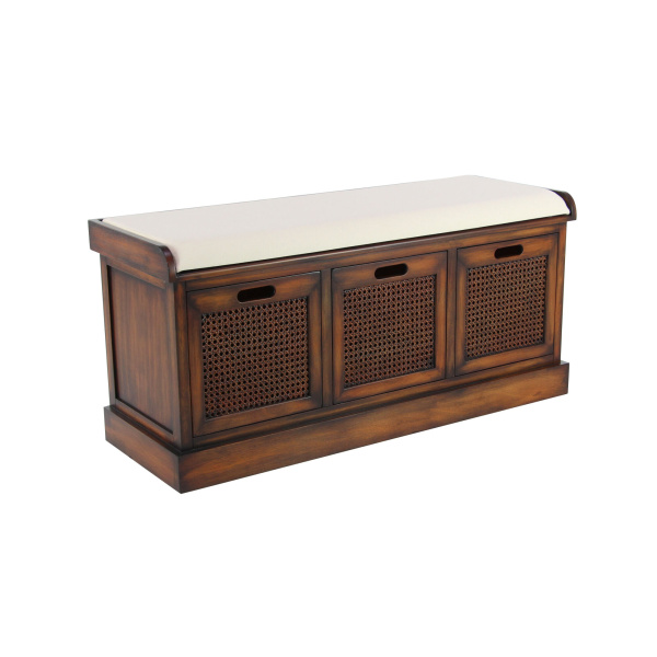606024 White Brown Traditional Wood Storage Bench 2