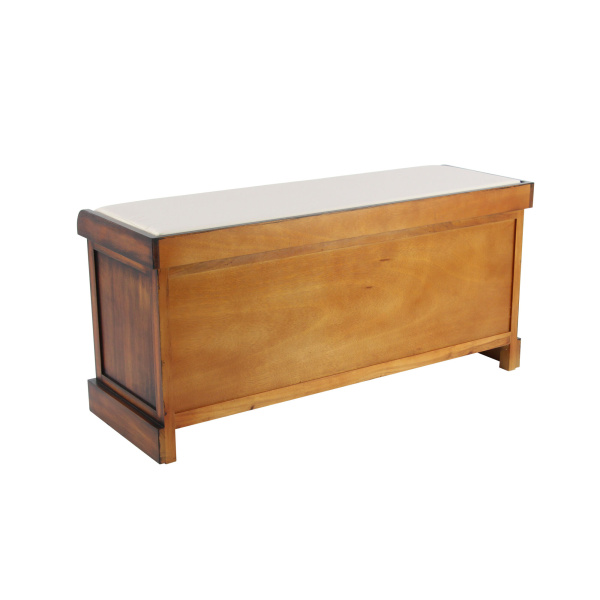 606024 White Brown Traditional Wood Storage Bench 3