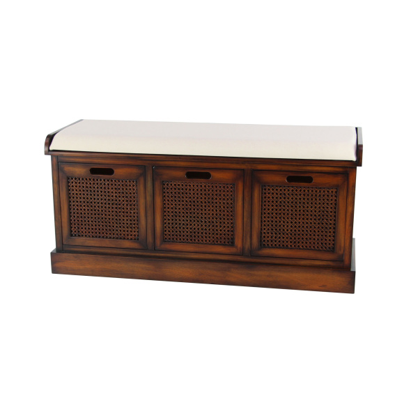 606024 Brown Traditional Wood Storage Bench, 20" x 42"