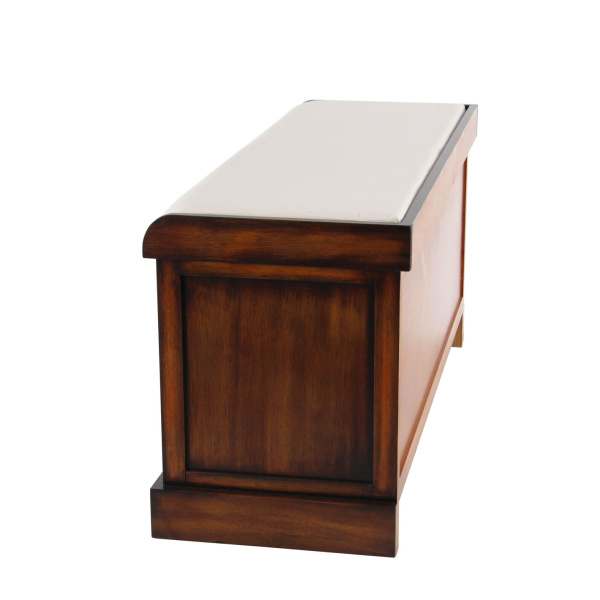 606024 White Brown Traditional Wood Storage Bench