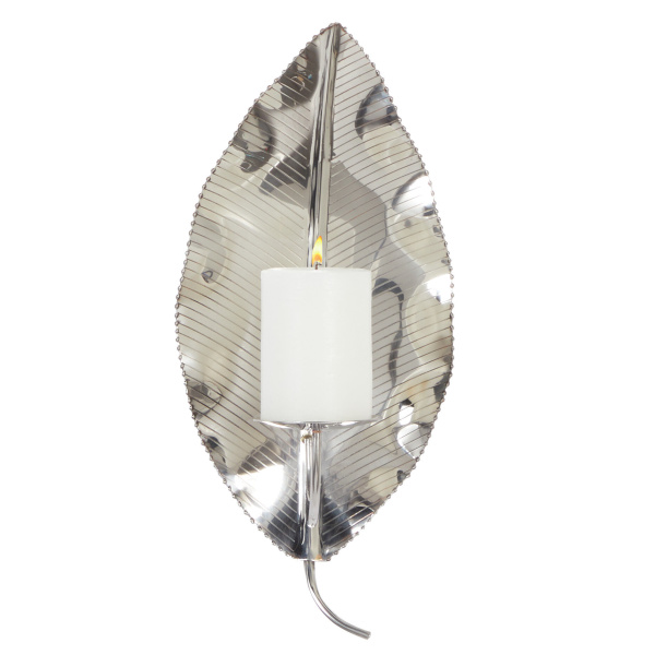 606103 Silver Stainless Steel Wall Sconce, 16" x 8" x 6"