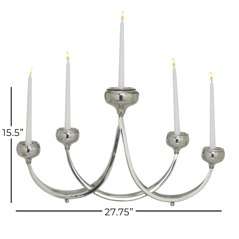 606111 Silver Stainless Steel Candlestick Holders 2