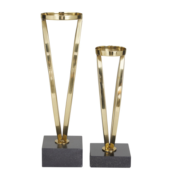 606120 Black Set Of 2 Gold Stainless Steel Candle Holder 5