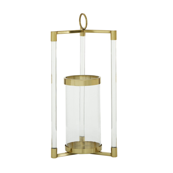 606128 Clear Gold Stainless Steel Contemporary Lantern 2