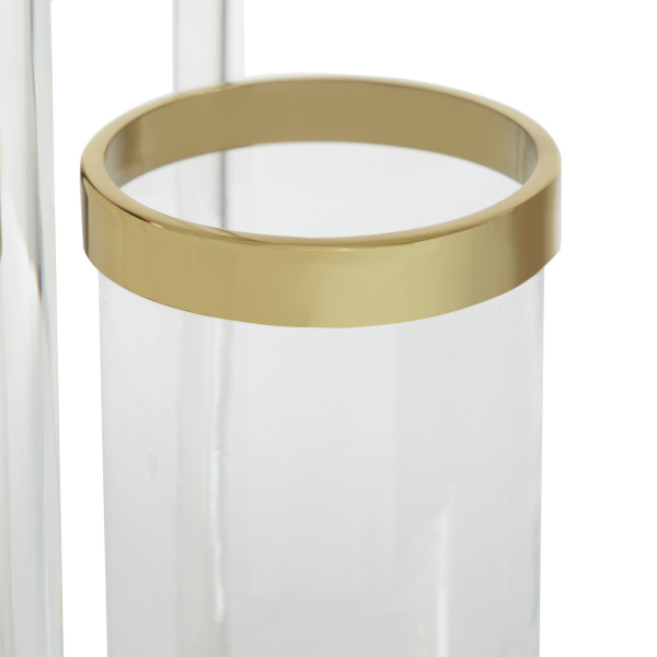 606128 Clear Gold Stainless Steel Contemporary Lantern 5