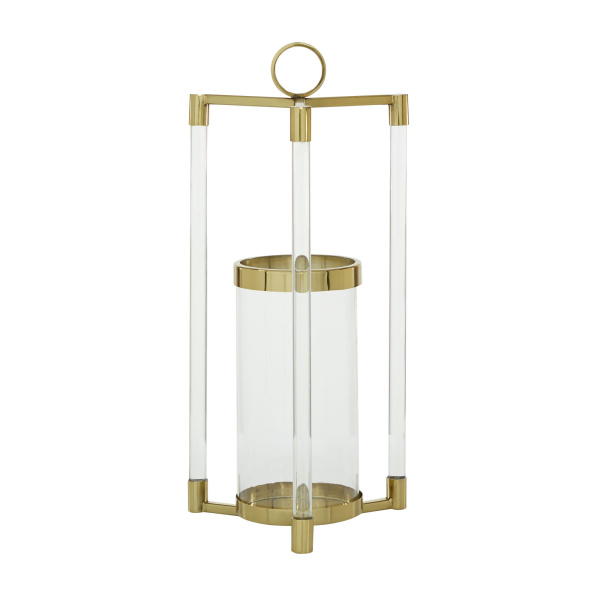 606128 Clear Gold Stainless Steel Contemporary Lantern 6